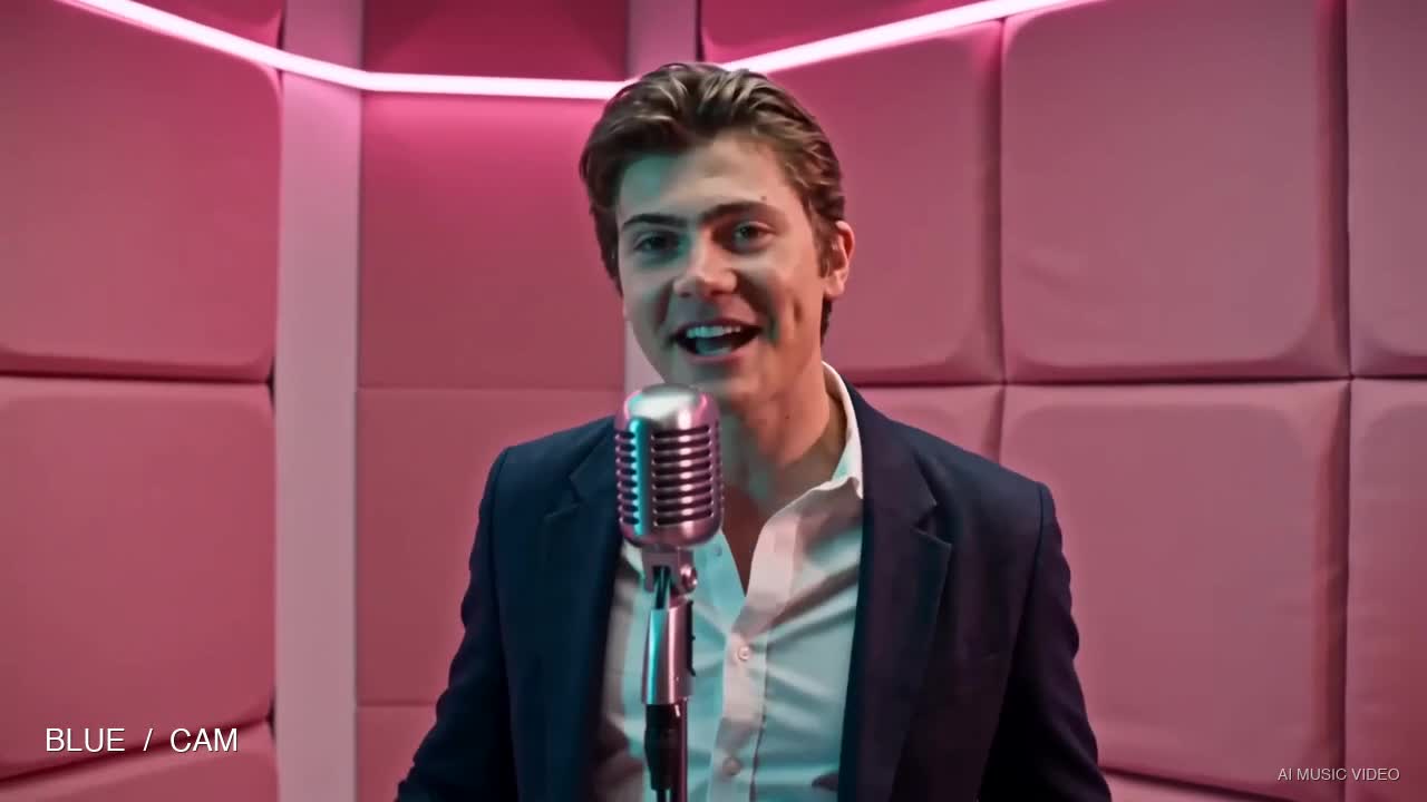 CAM performing in a pink recording studio